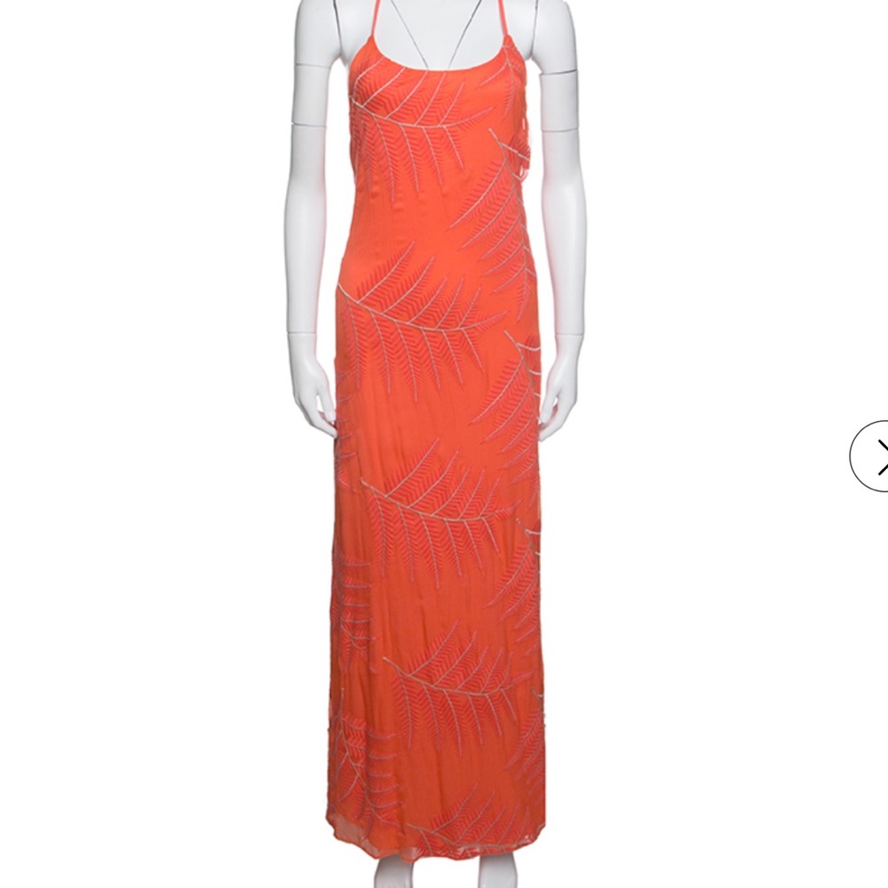 Alice +Olivia Kelly Palm Print Chiffon Maxi Dress Size 8